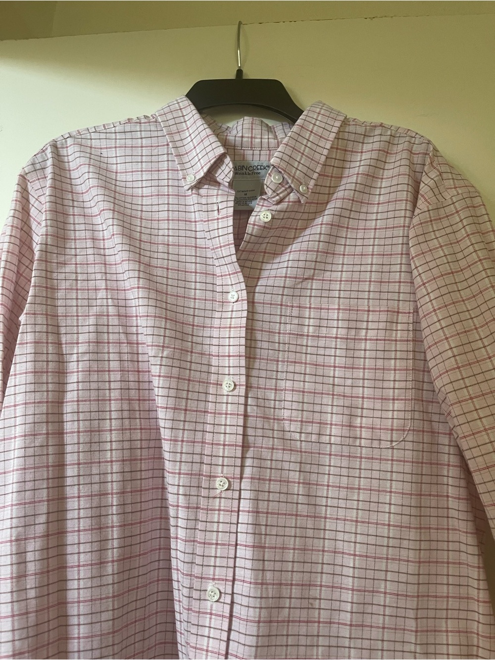 Cabin Creek Men's Pink Plaid Button-Down Shirt - Size 16